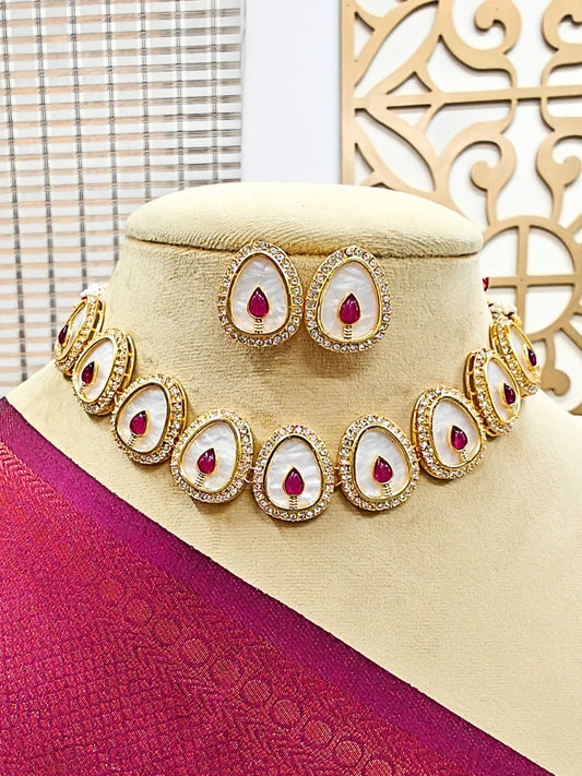 Pragati Red Necklace Set