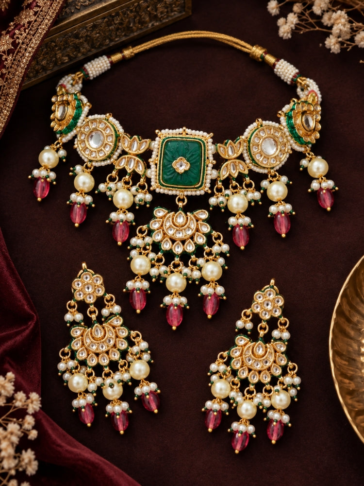 Roshanara Green Necklace Set