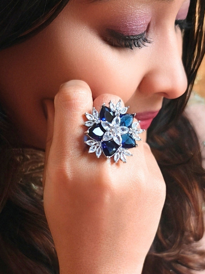 Blue Snowflake Ring (Adjustable)