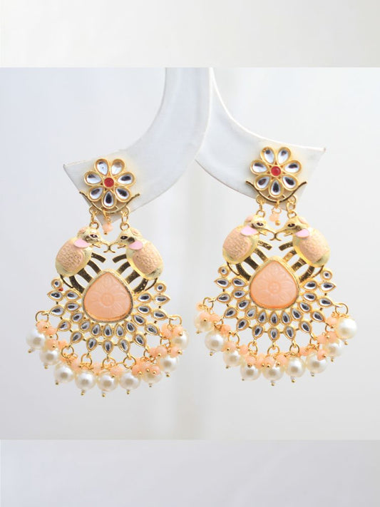 Jaya Peach Long Earrings