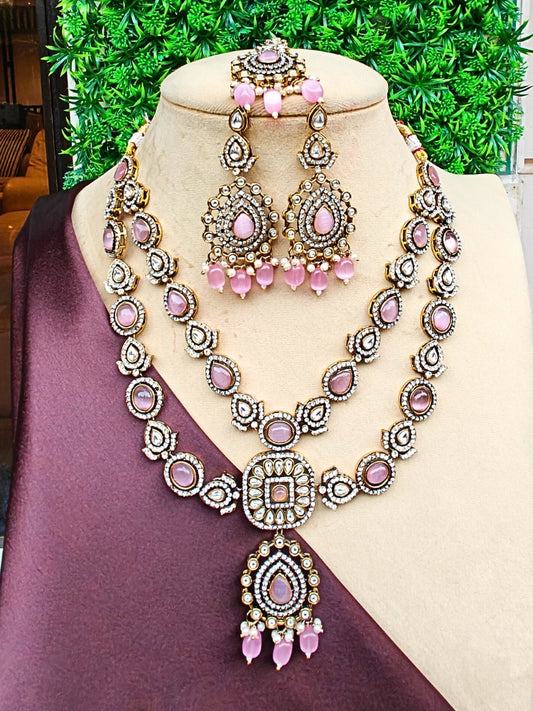 Mint Pink Shabana Necklace Set