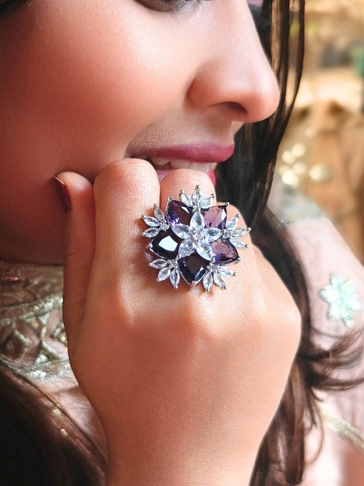 Purple Snowflake Ring (Adjustable)