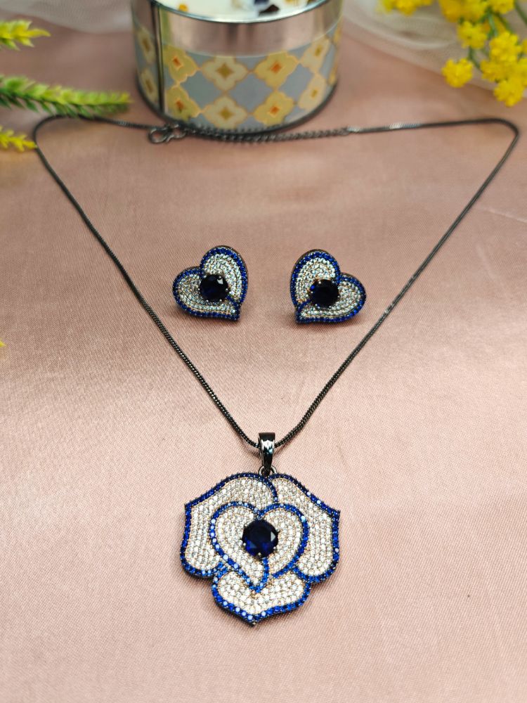 Rose Blue Pendant Set