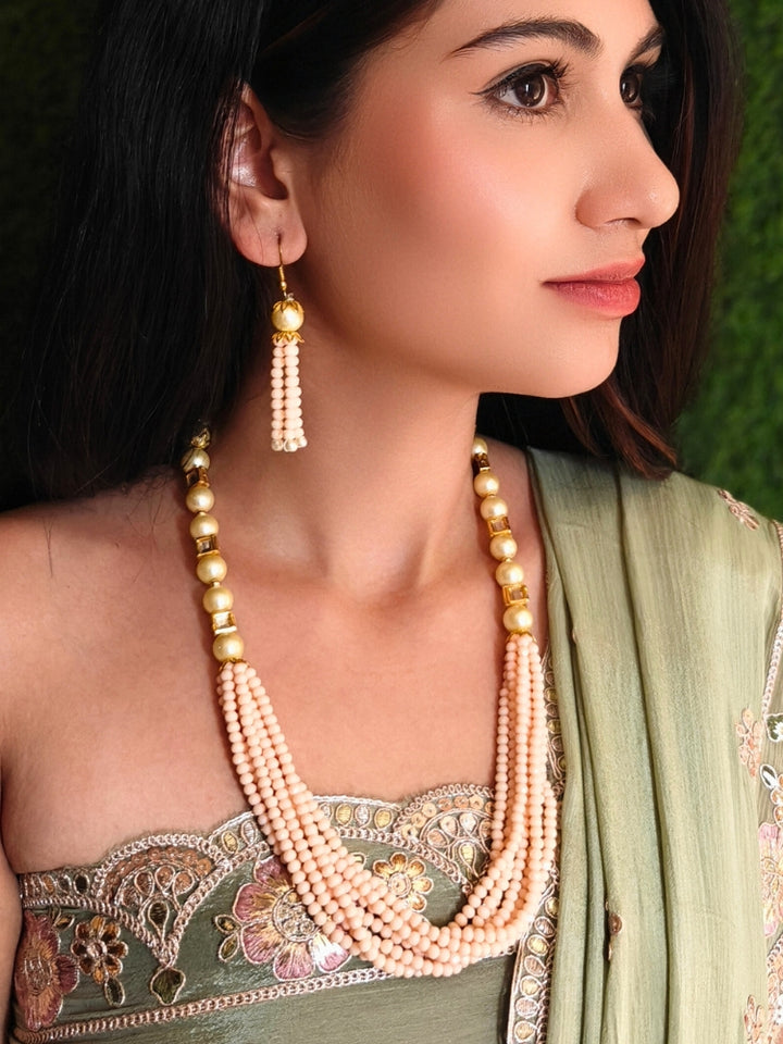 Hiran Mint Peach Necklace Set
