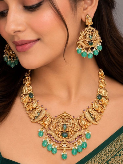 Kantimati Gold Green Necklace Set