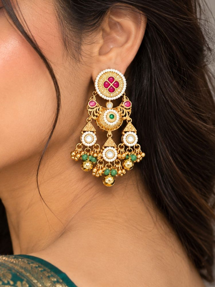Alakapuri Heritage Pink & Green Necklace Set
