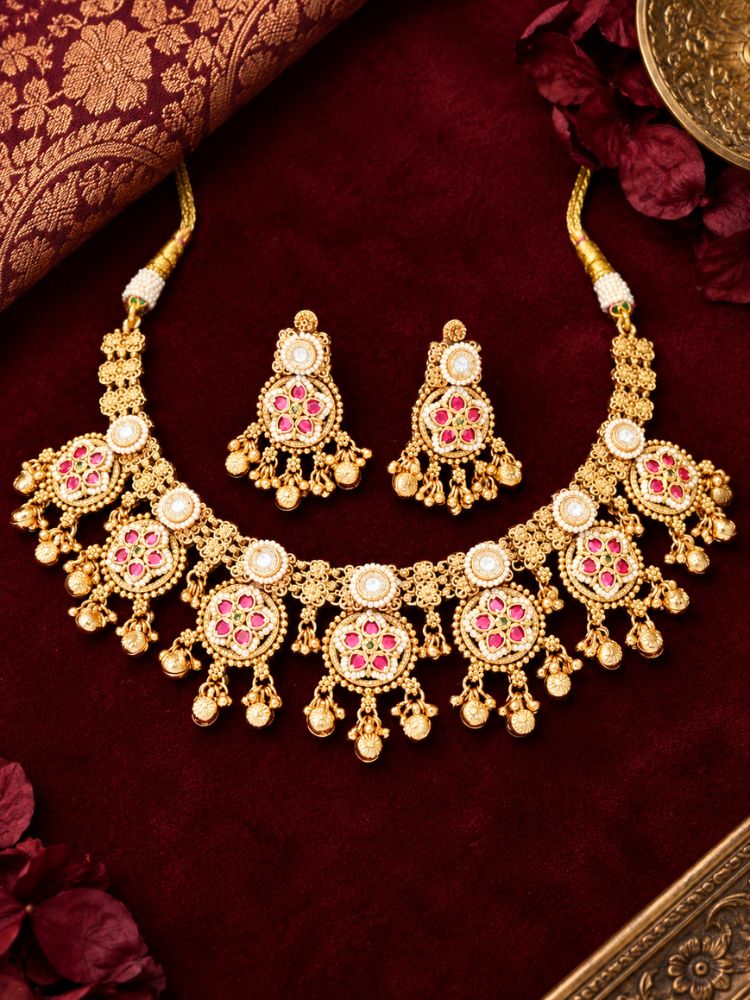 Mithilapuri Heritage Gold Collar Necklace Set