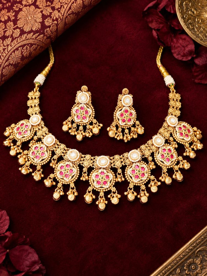 Mithilapuri Heritage Gold Collar Necklace Set