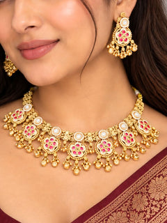 Mithilapuri Heritage Gold Collar Necklace Set