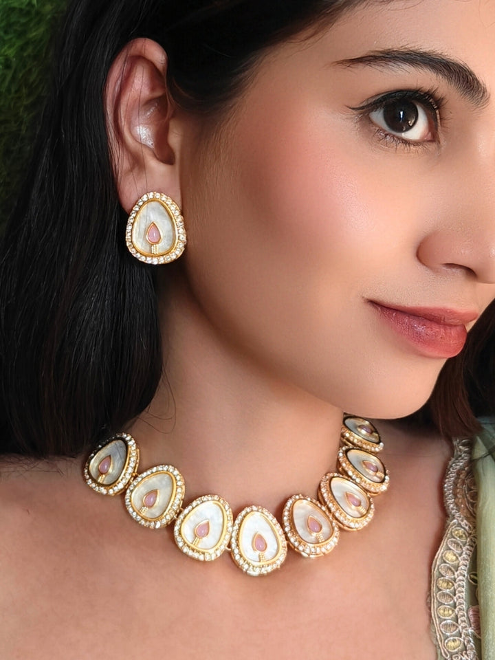 Pragati Mint Pink Necklace Set