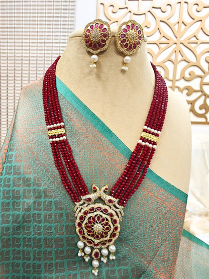 Maroon Gayatri Necklace Set