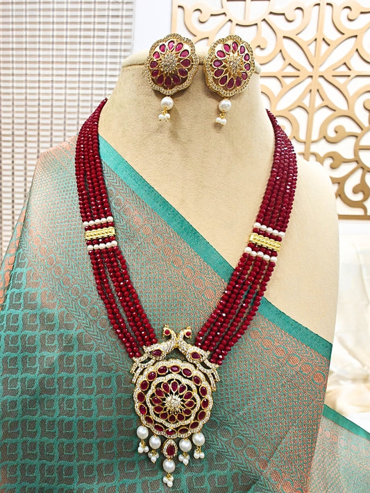 Maroon Gayatri Necklace Set