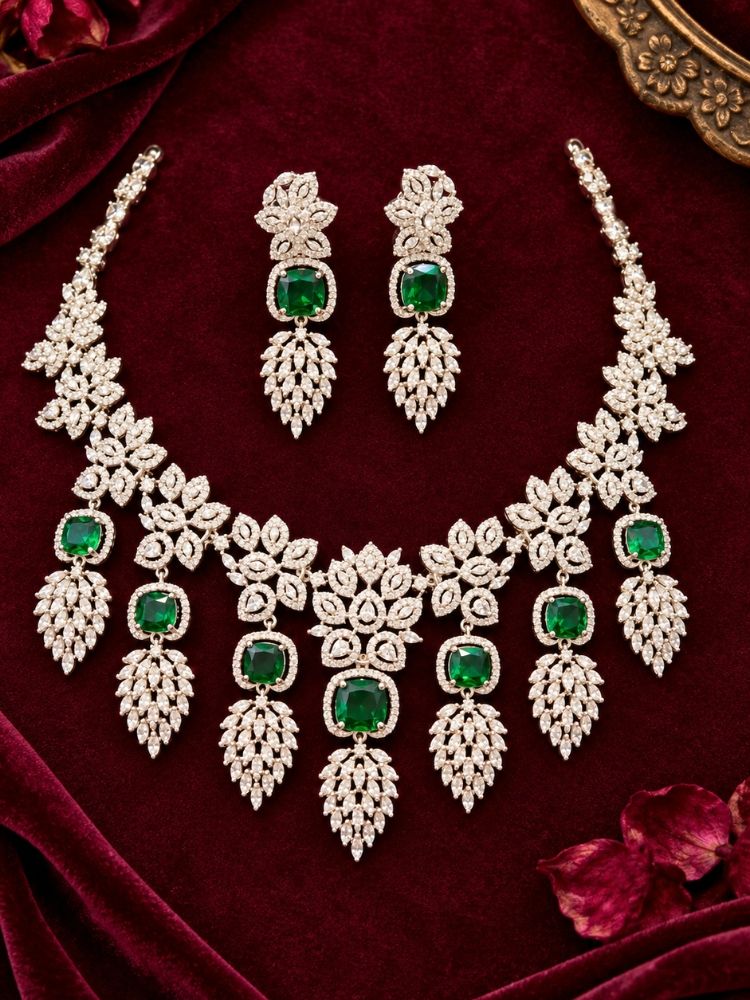 Vienna Zirconia Emerald Green Necklace Set