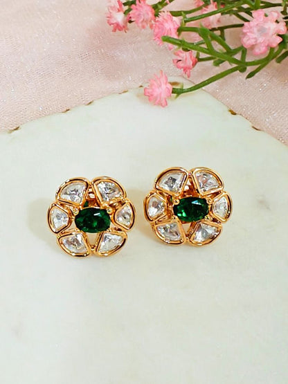 Dark Green Daffodil Earrings