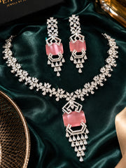 Reverie Zirconia Mint Pink Necklace Set
