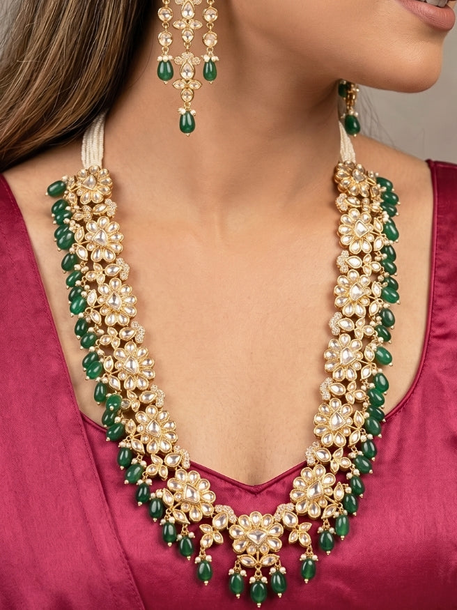 Sabitha Polki Green Necklace Set