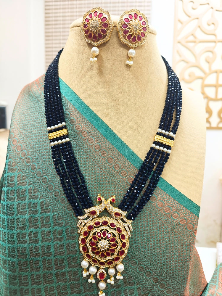 Navy Blue Gayatri Necklace Set