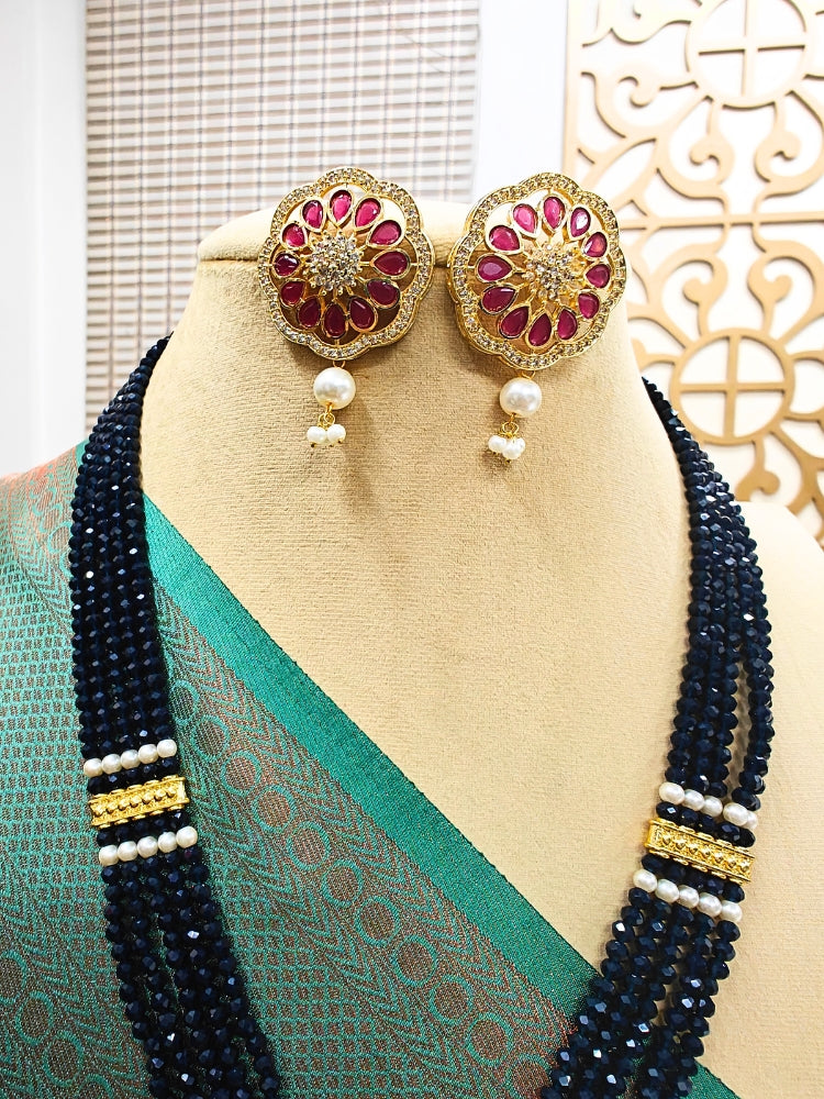 Navy Blue Gayatri Necklace Set