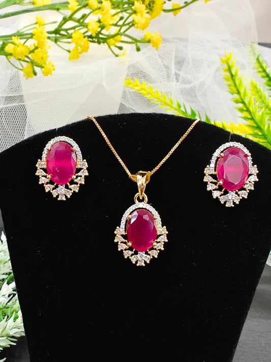 Claire Red Ruby Pendant Set