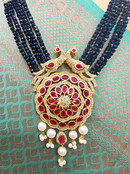 Navy Blue Gayatri Necklace Set