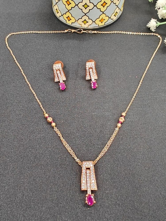 Esmeralda Pink Gold Pendant Set