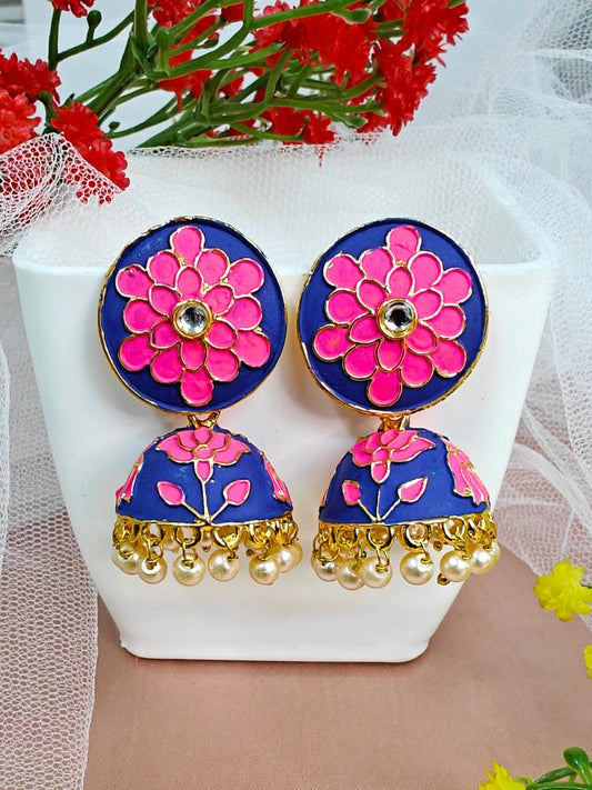 Reyna Blue - Pink Earrings