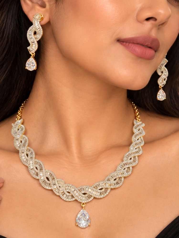 Charmaine Zirconia Gold Necklace Set