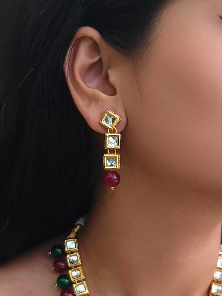 Mehul Red & Green Necklace Set