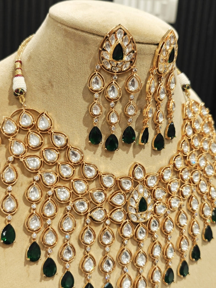 Kohinaz Green Polki Necklace Set