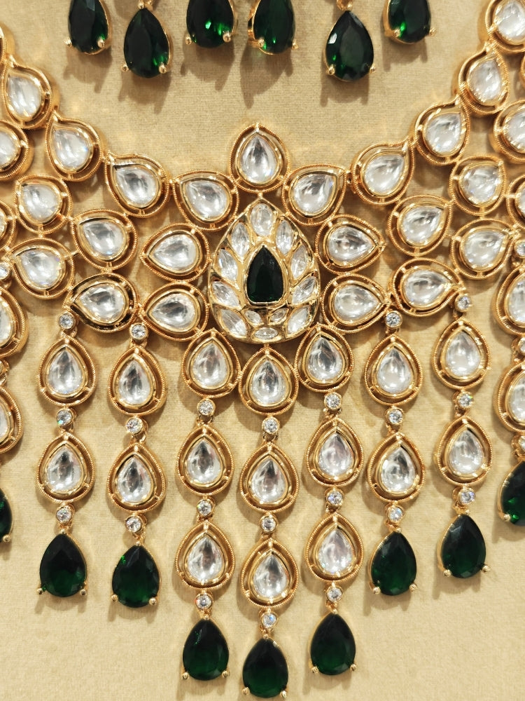 Kohinaz Green Polki Necklace Set