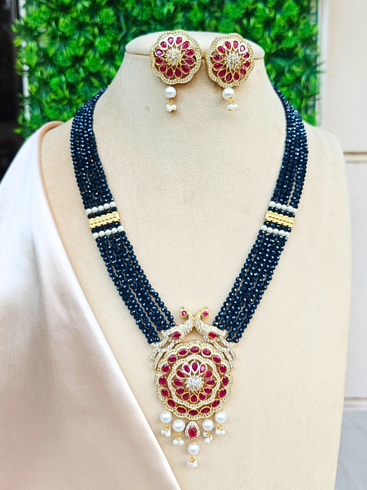 Navy Blue Gayatri Necklace Set