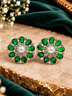 Dark Green Blossom Earrings