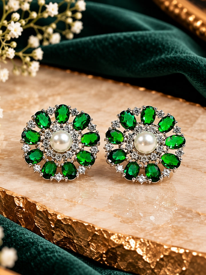 Dark Green Blossom Earrings
