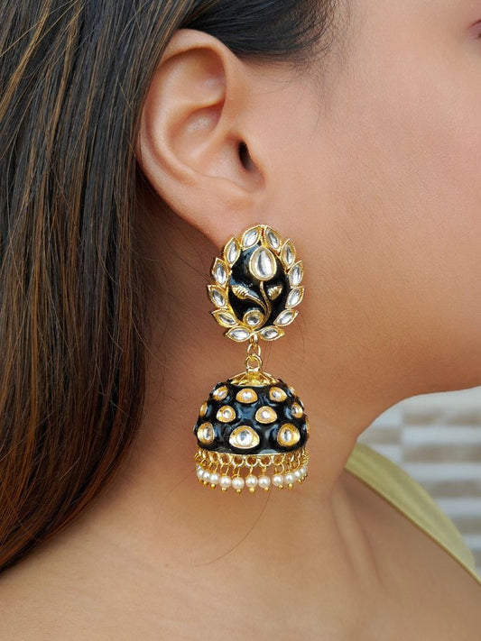 Ananya Black Kundan Jhumkis