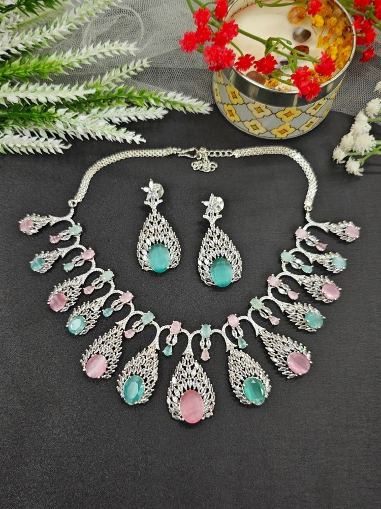 Monalisa Pink & Green Necklace Set