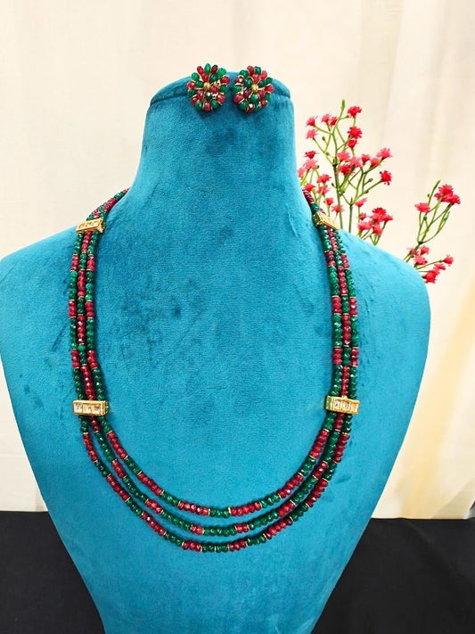 Khushboo Red & Green Necklace Set