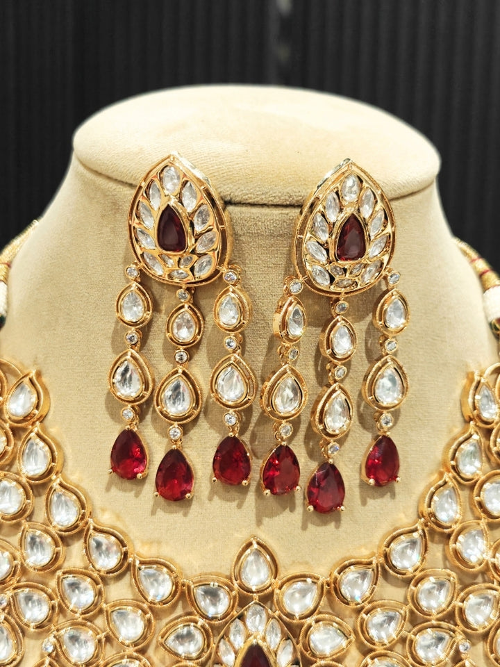 Kohinaz Ruby Red Polki Necklace Set