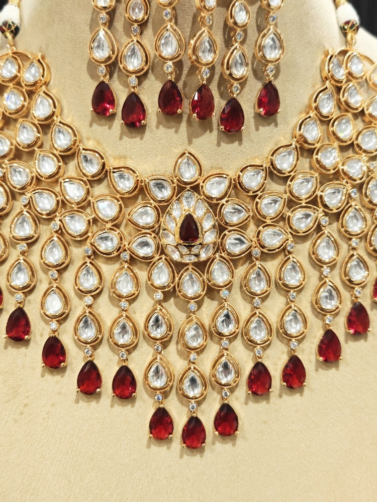 Kohinaz Ruby Red Polki Necklace Set