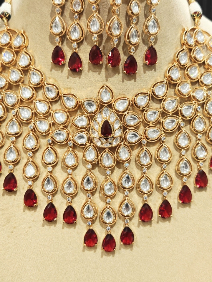 Kohinaz Ruby Red Polki Necklace Set