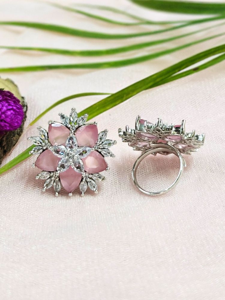 Mint Pink Snowflake Ring (Adjustable)