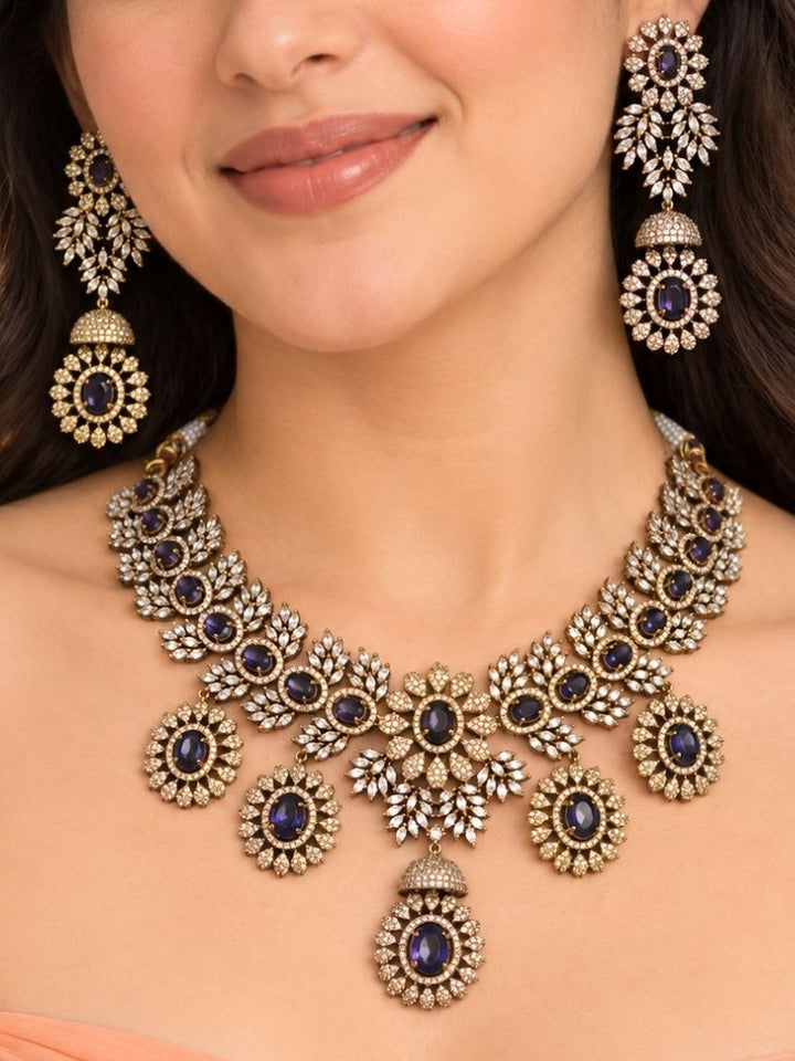 Manasvi Purple Victorian Necklace Set
