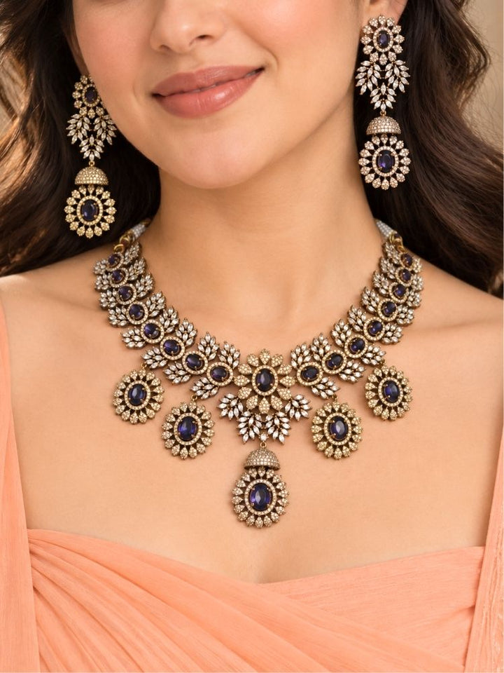 Manasvi Purple Victorian Necklace Set