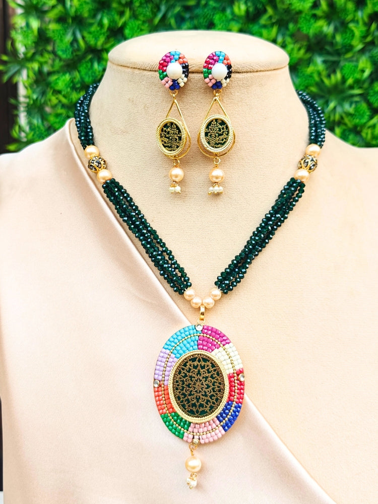 Jyoti Green & Multi-Color Necklace Set