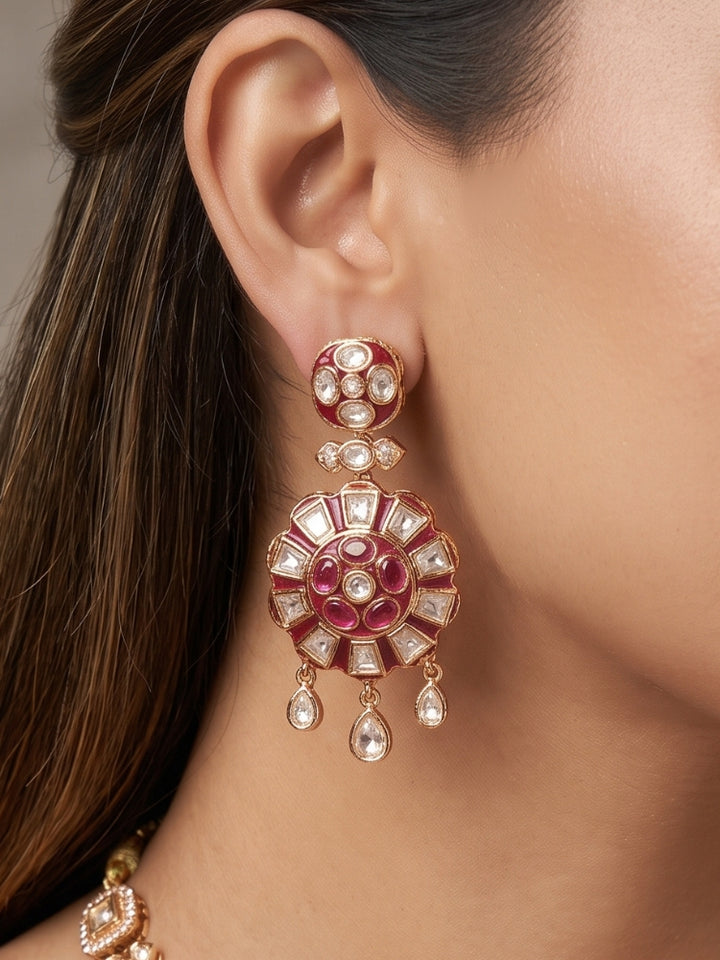 Suraiya Ruby Pink Polki Necklace Set