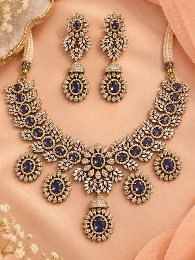 Manasvi Purple Victorian Necklace Set