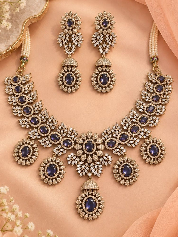 Manasvi Purple Victorian Necklace Set