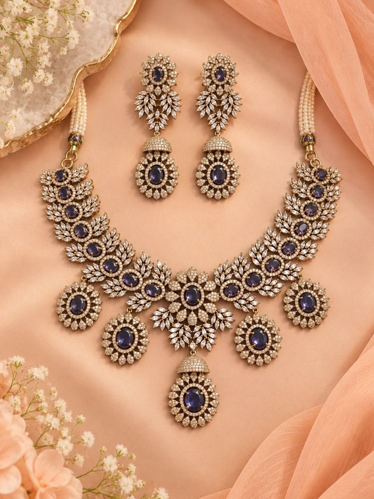 Manasvi Purple Victorian Necklace Set