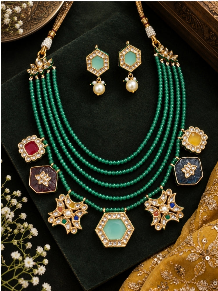 Ophelia Necklace Set (Green)