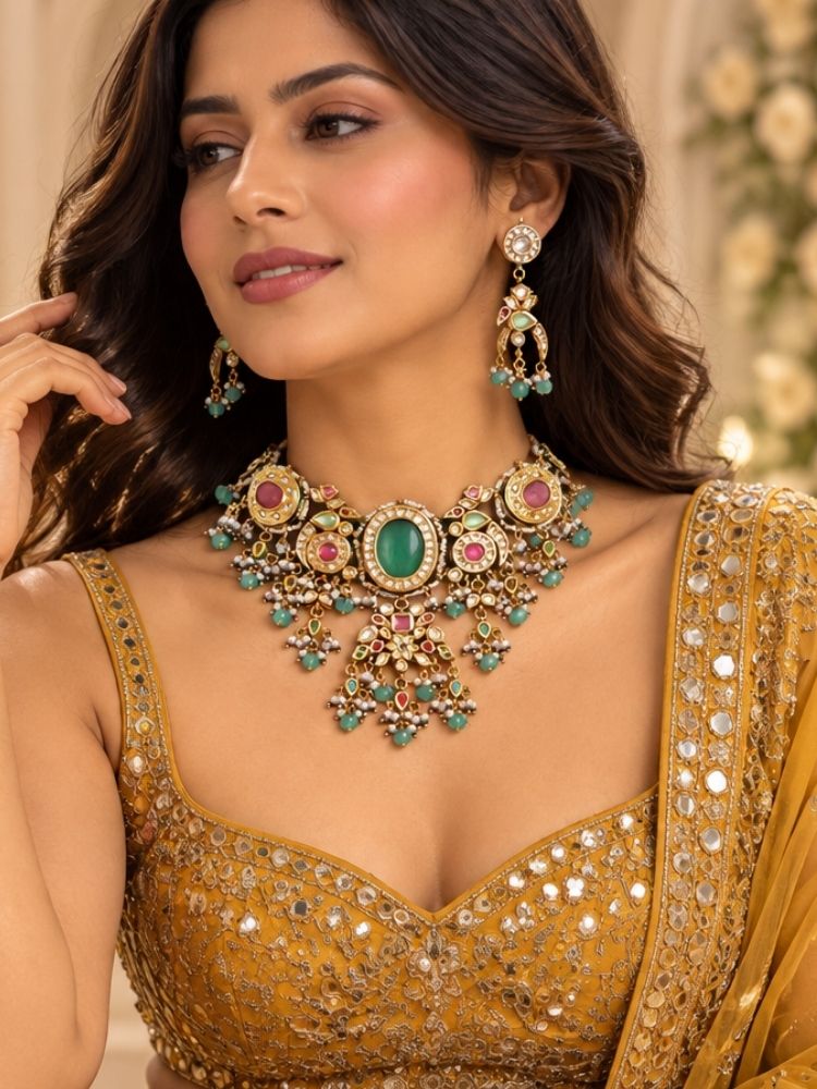 Kharaharapriya Kundan Necklace set