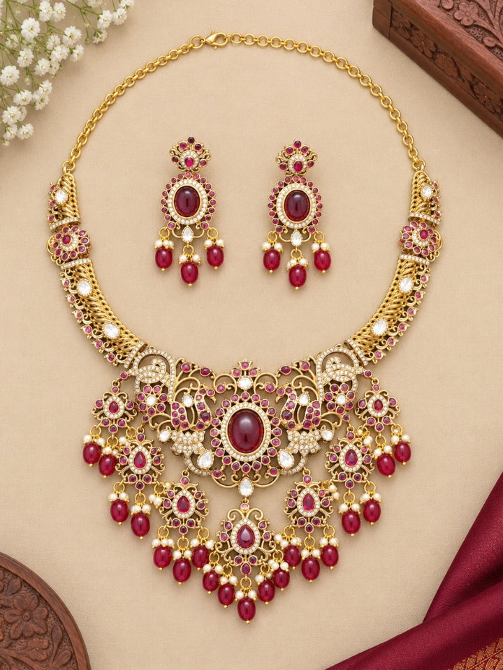 Gulmohar Red Necklace Set